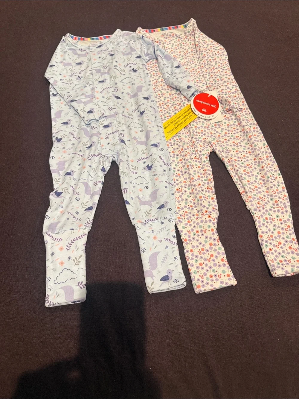 NWT 2-Pack Baby Footed magnetic me Pajamas - Purple & Multicolor Floral